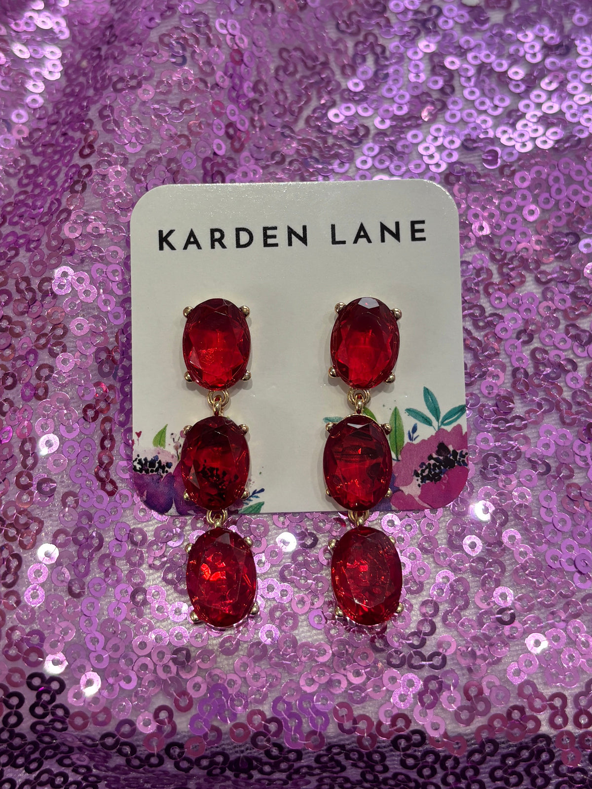 Crystal Drop Earrings - Red
