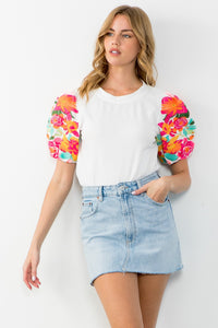 Floral Embroidered Puff Sleeve THML