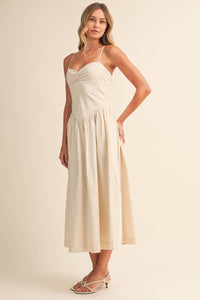 Popline Sweetheart Midi Dress - Beige