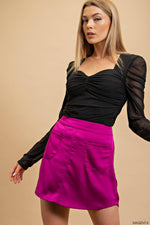 Satin Mini Skirt - Magenta