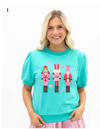 Nutcrackers Puff Sleeve Top