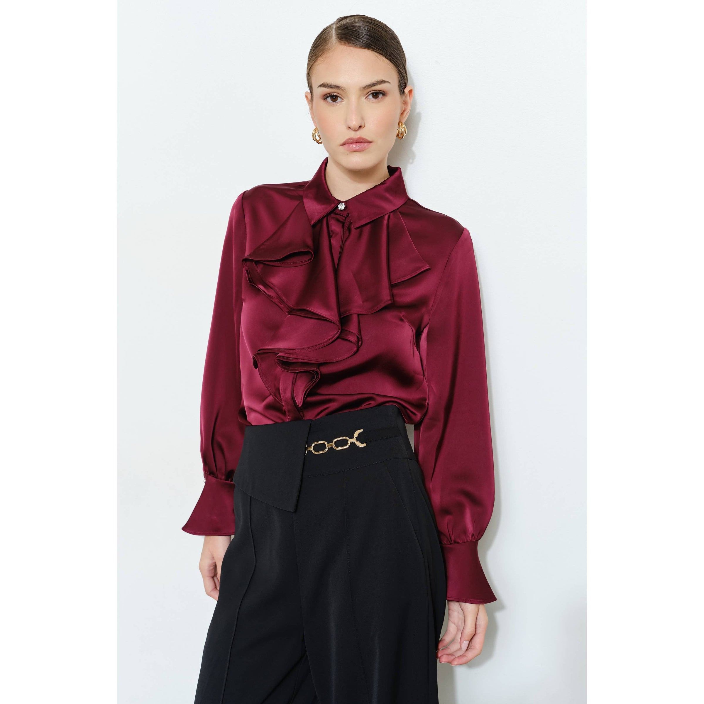 Sasha Bell Sleeve Blouse - Wine