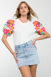 Floral Embroidered Puff Sleeve THML