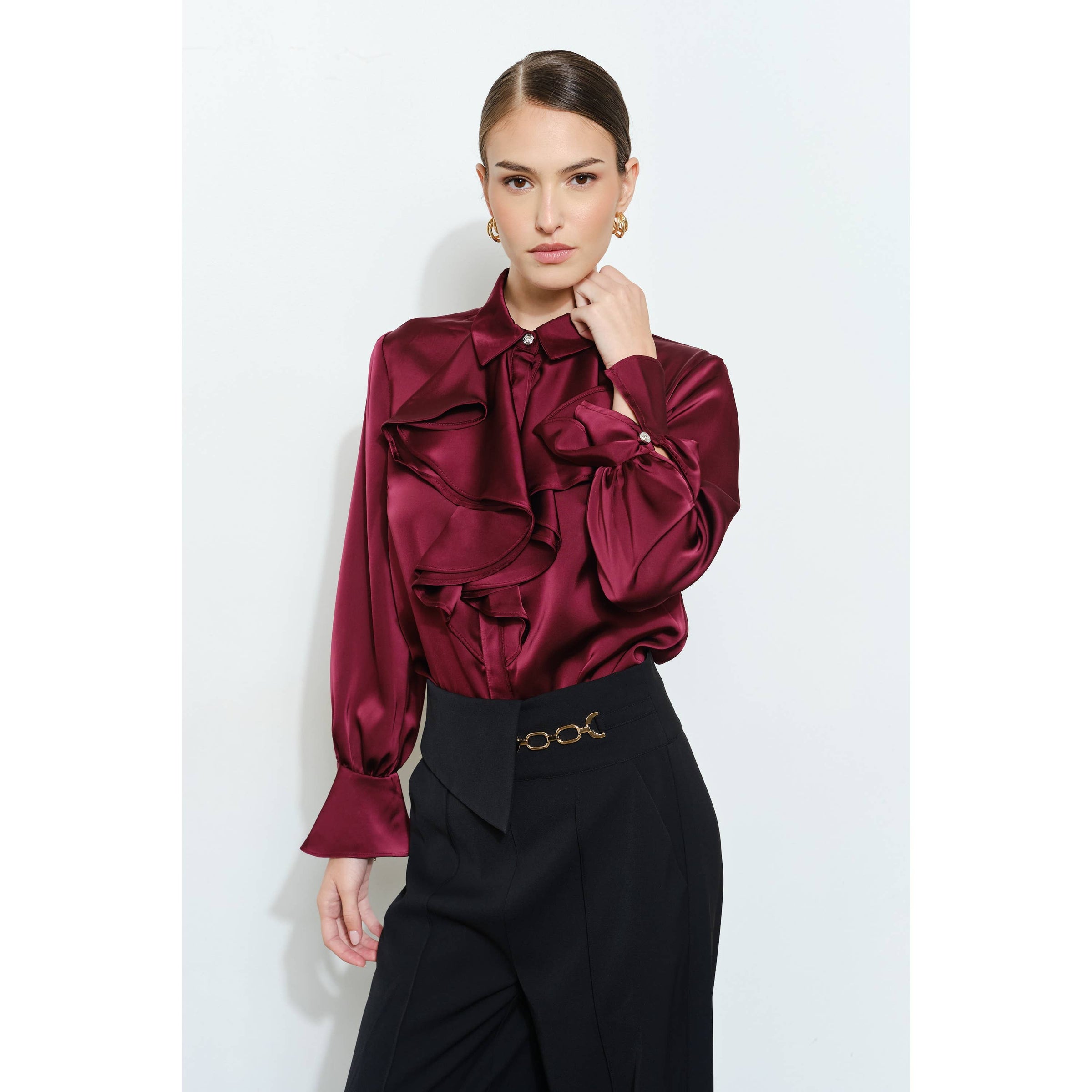 Sasha Bell Sleeve Blouse - Wine