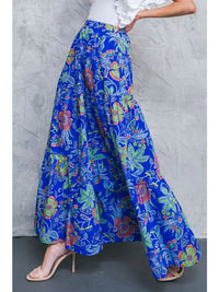 Floral Maxi Skirt - Blue