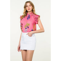 Flutter Sleeve Floral Top - Pink