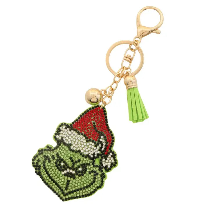 Rhinestone Grinch Keychain