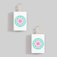 Mahjong Tile Earrings - Green