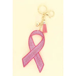 Breast Cancer Ribbon Rhinestone Keychain