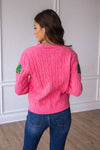 Sequin Trees Cardigan - Pink