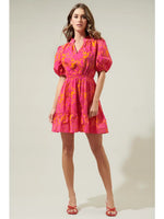 Marissa Pink and Orange Poplin Mini Dress