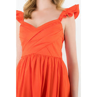 Tiered Poplin Maxi Dress - Orange