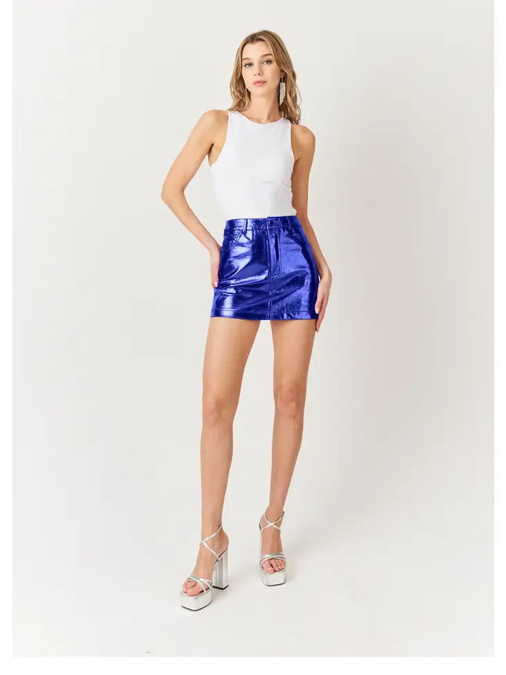 Milena Metallic Mini Skirt - Cobalt Blue