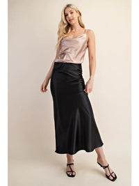 Silk Midi Skirt - Black