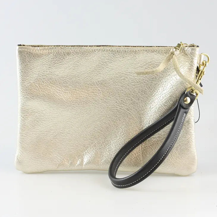 The Metallic Carter Wristlet - Platinum