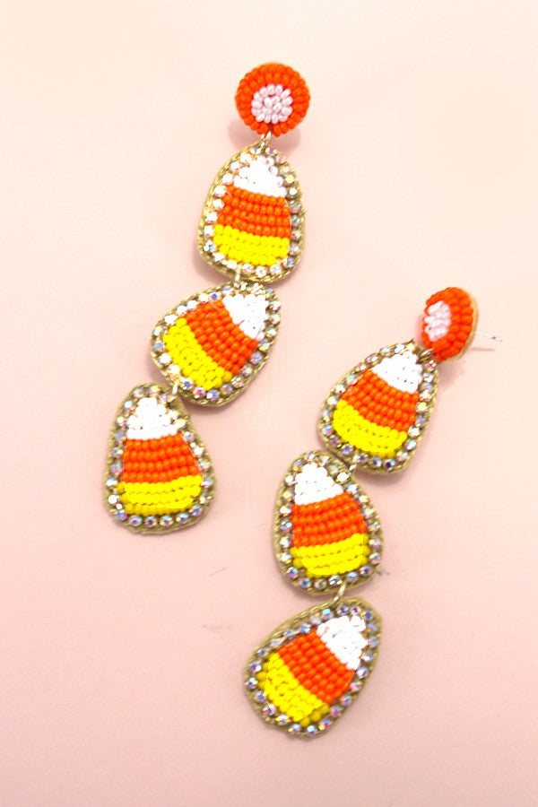 Candy Corn Beaded Earrings