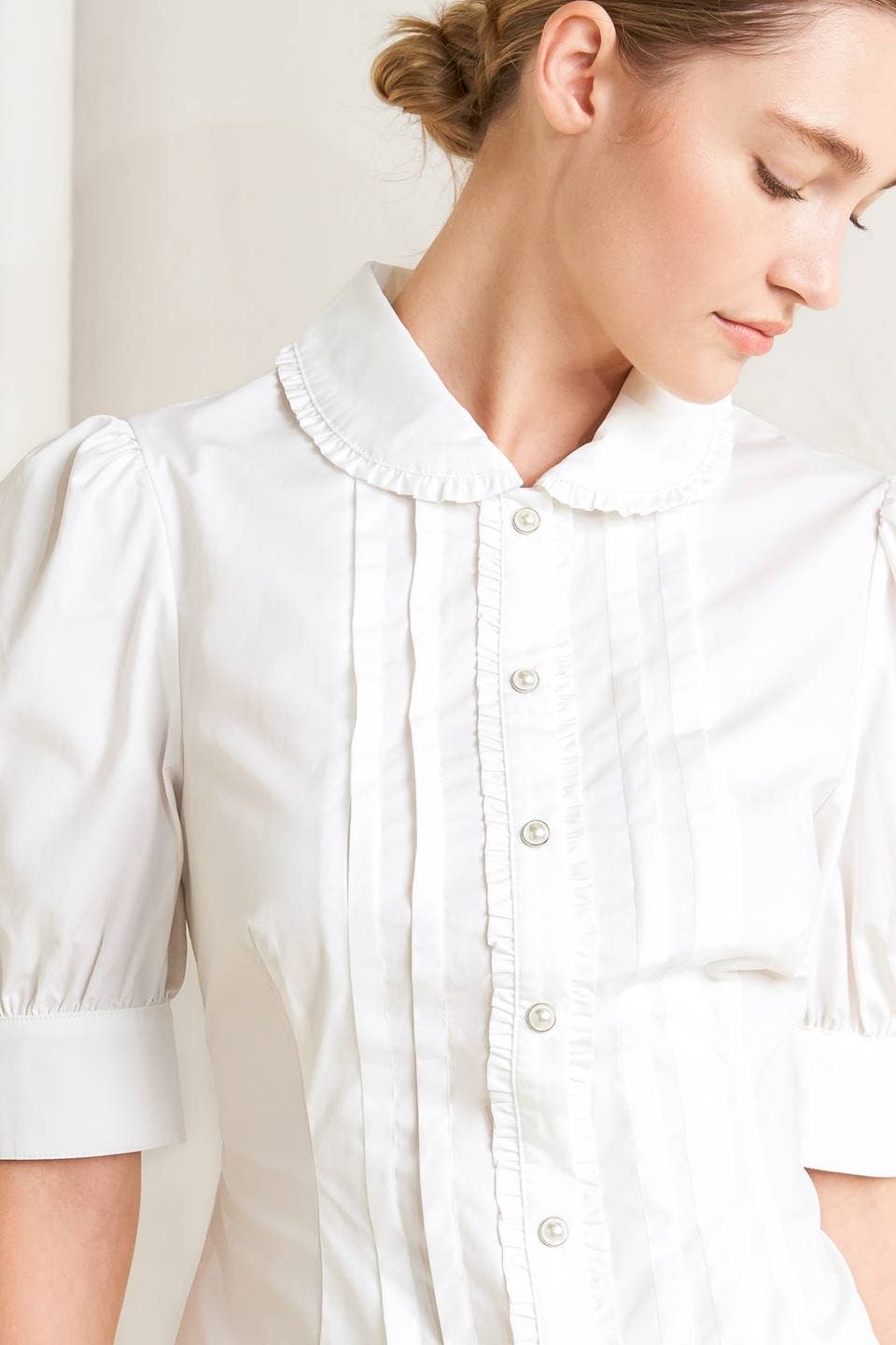 Puff Sleeve Button Up Blouse - White