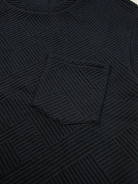 Textured Cap Sleeve T-shirt Dress - Black