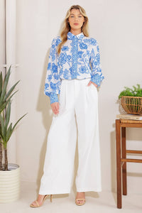Floral Button Up louse - Blue