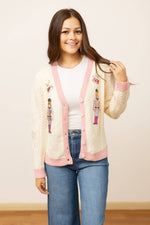 Nutcracker Sequin Cardigan - Beige/Pink