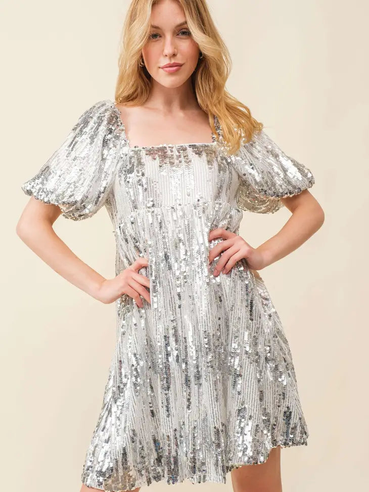 Sequin Babydoll Mini Dress