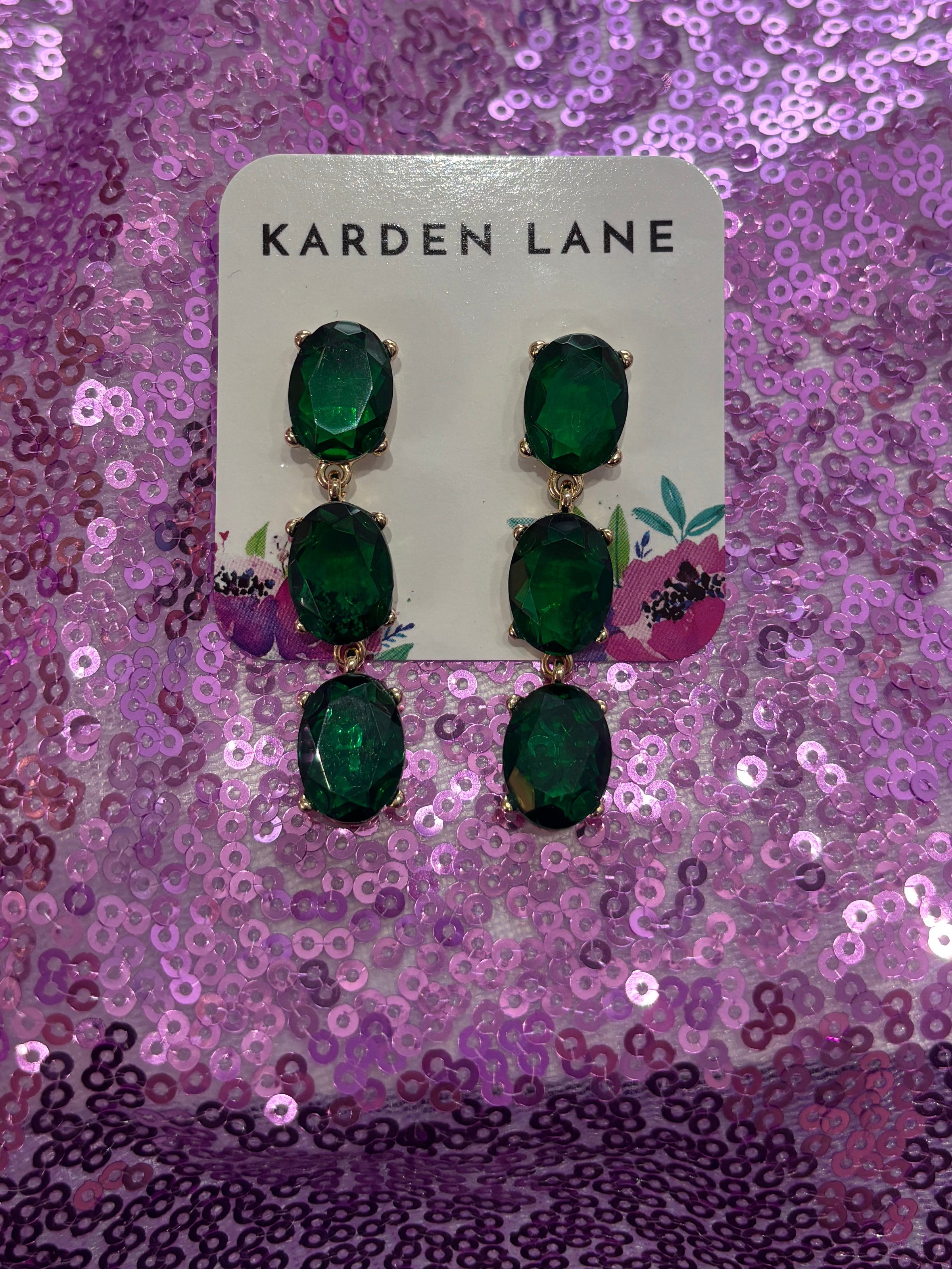 Crystal Drop Earrings - Emerald