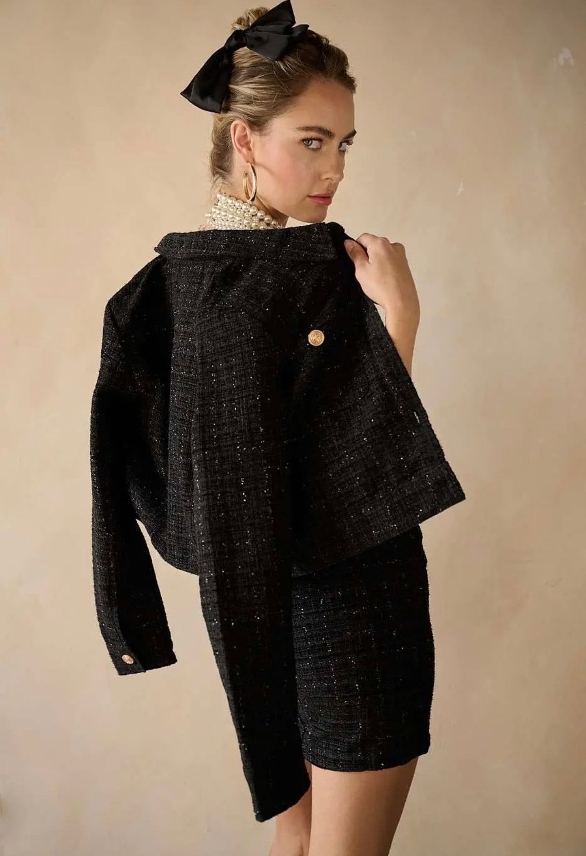 Blair Tweed Cropped Jacket - Black