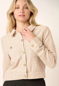 Blair Tweed Cropped Jacket - Sand