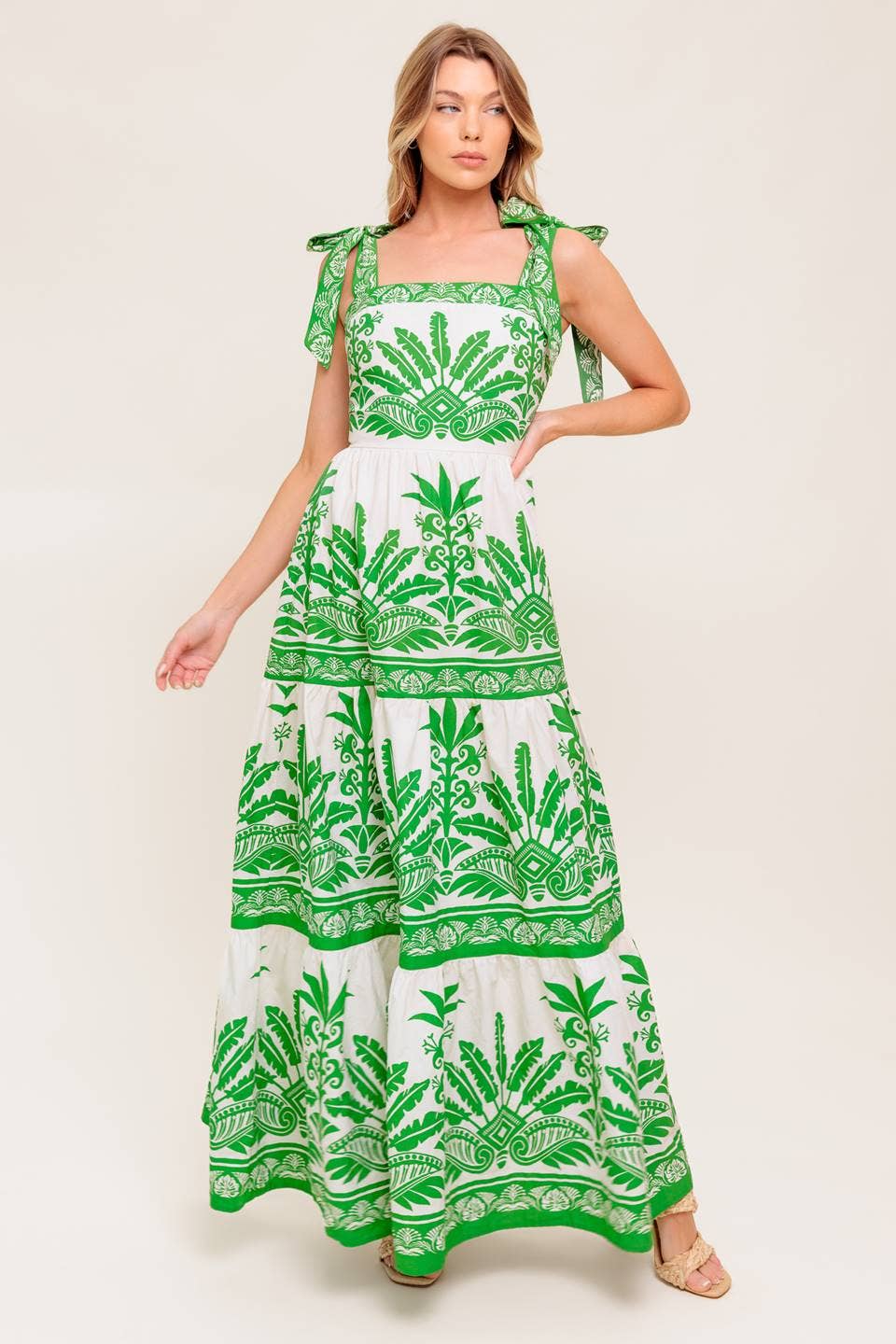 The Tropics Maxi Dress - Ivory Green