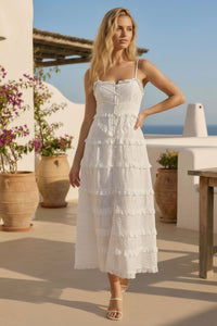 Eyelet Tiered Mini Dress - White