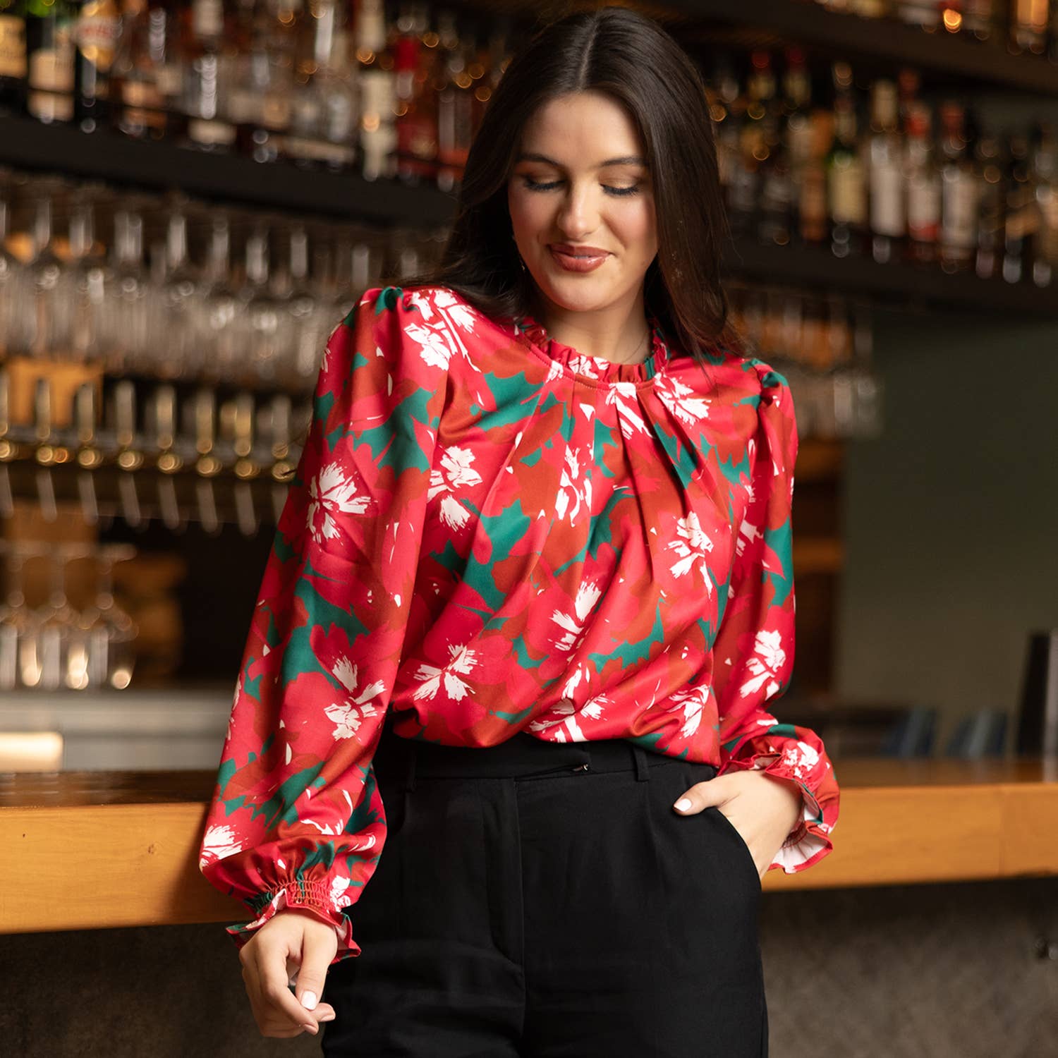 The Quinn Poinsettias Blouse