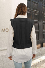 Cable Knit Sweater Vest - Black