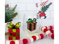 Present Holiday Jeweled Stemless Wine Glass
