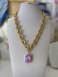 Crystal Vault Pendant Necklace - Purple