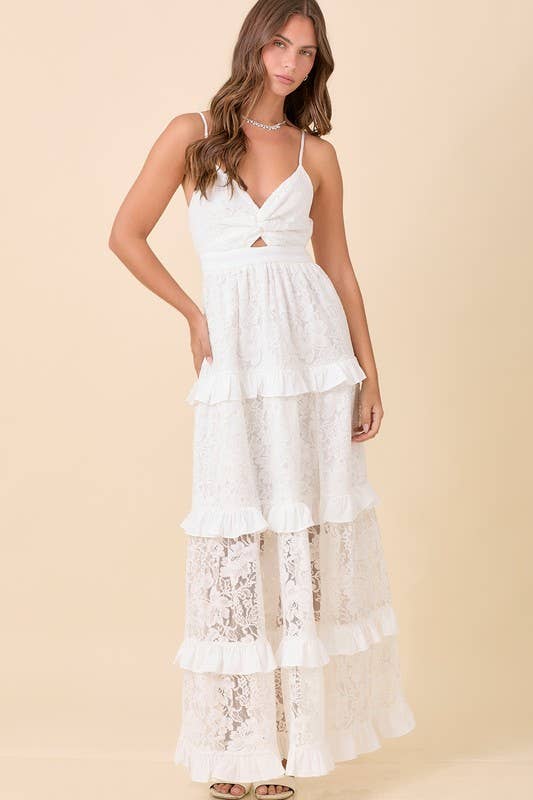 Lace Maxi Dress - White