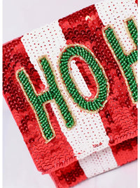 Christmas Sequin Beaded Crossbody Clutch