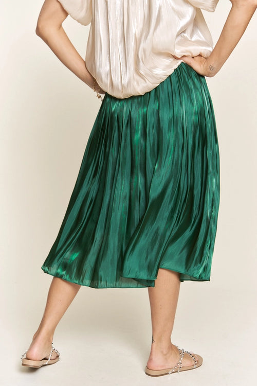 Emerald Pleated Midi Skirt