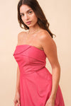 Strapless Midi Dress - Red