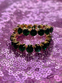 Rhinestone Hoop Earrings - Emerald
