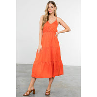 Button Up Tiered Maxi Dress - Aqua