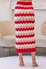 Ric Rac Stripe Knit Midi Skirt