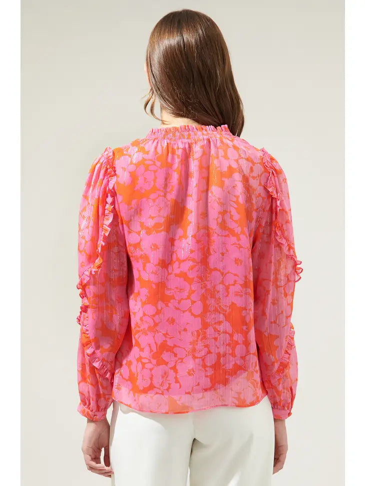 Carolina Pink and Red Bloom Blouse
