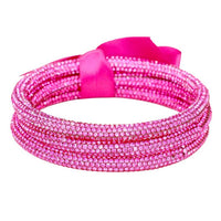 Rhinestone Bracelet Set - Fuchsia
