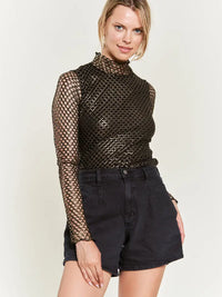 Regina Metallic Mesh Top