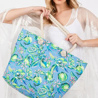 Lime Beach Tote - Blue