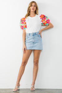 Floral Embroidered Puff Sleeve THML