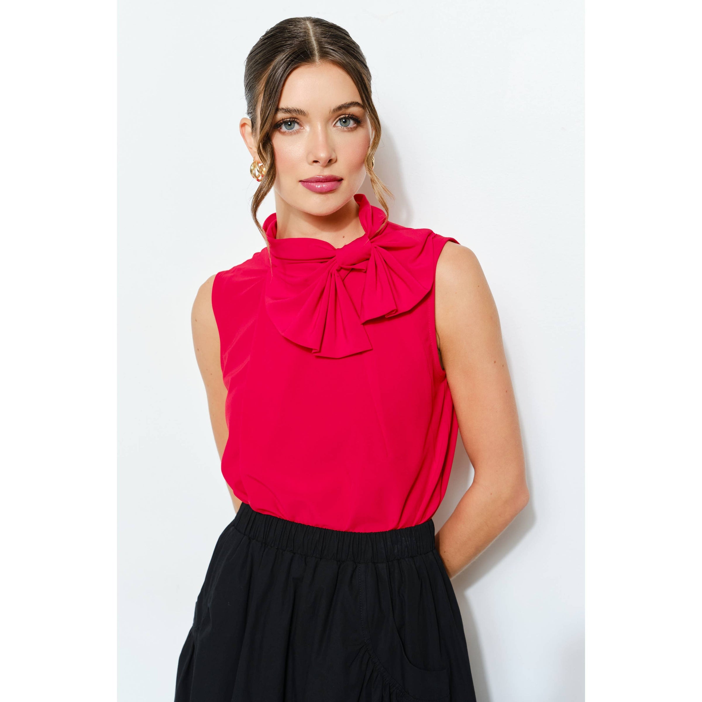 High Neck Blouse - Red