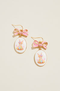 Oval Rabbit Earrings - Light Pink