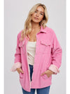 Corduroy Button Up Shacket - Pink