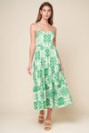 Woven Printed Midi Dress - Ivory/Green